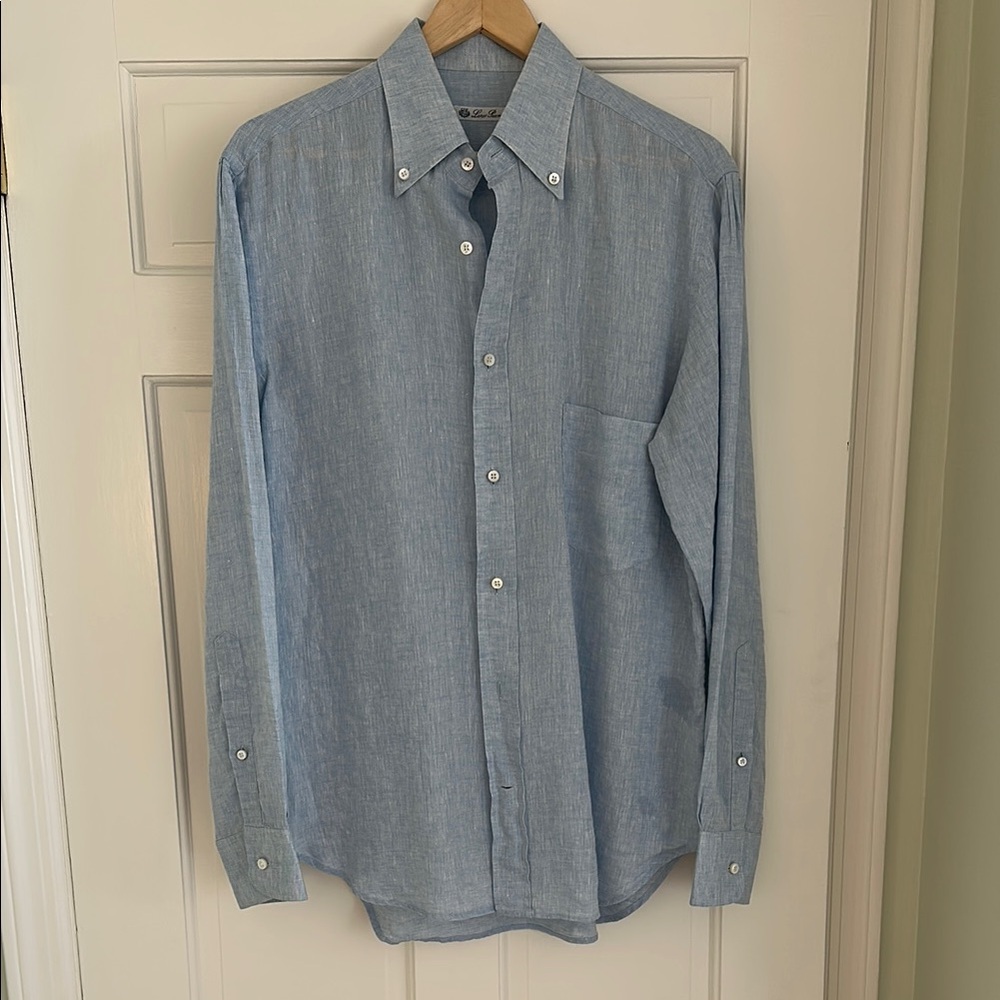 Loro Piana Mens Linen Button-Down Shirt